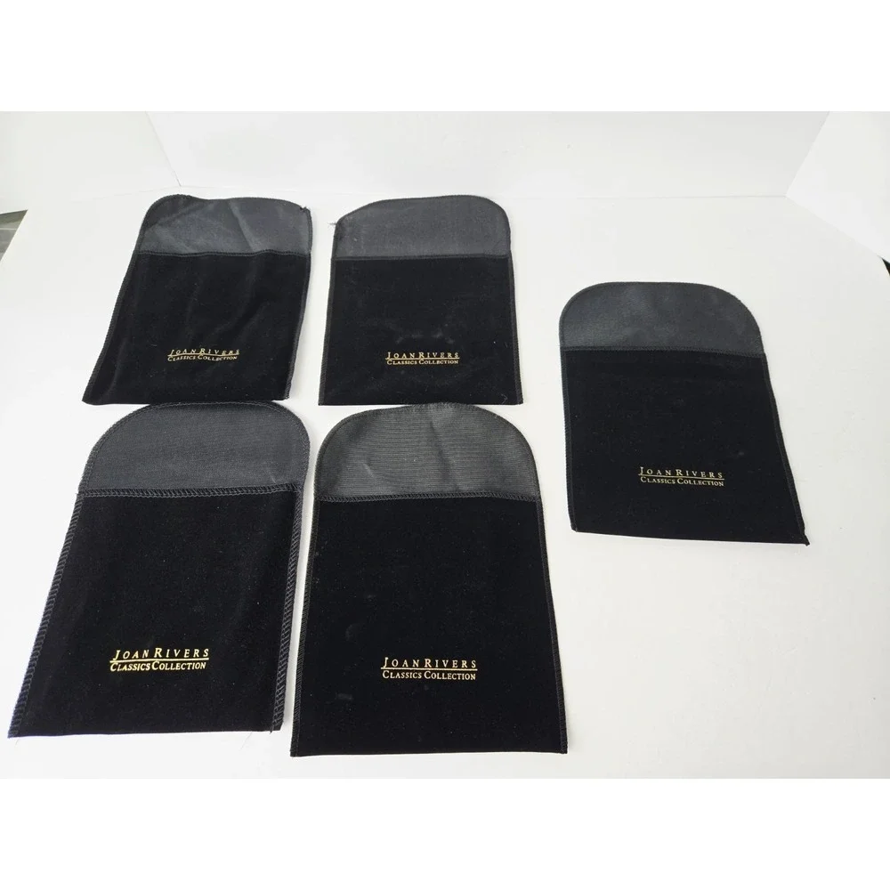 Joan Rivers Classic Collection black velvet jewlery pouch lot‎ of 5 6